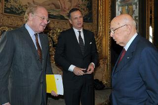 Il Presidente Giorgio Napolitano con il Presidente dell'Eni S.p.A. Giuseppe Recchi e l'Amministratore Delegato Paolo Scaroni