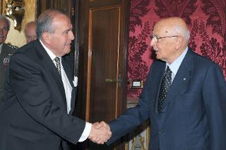 Il Presidente Giorgio Napolitano con il Sig. Francisco Javier Elorza Cavengt, nuovo Ambasciatore di Spagna, in occasione della presentazione delle Lettere Credenziali