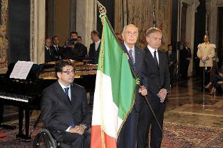Il Presidente Giorgio Napolitano con i Presidenti Giovanni Petrucci e Luca Pancalli