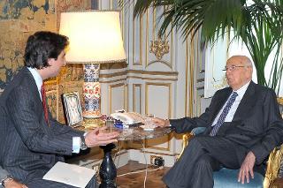 Il Presidente Giorgio Napolitano con Jacopo Morelli, Presidente dei Giovani Imprenditori di Confindustria