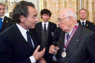 Il Presidente Giorgio Napolitano con il Commissario Tecnico della Nazionale di calcio italiana Cesare Prandelli