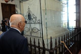 Il Presidente Giorgio Napolitano nel corso della visita alla Casa di Giuseppe Garibaldi