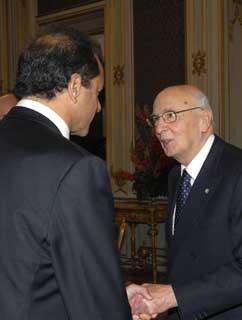 Il Presidente Giorgio Napolitano accoglie l'On. Daniel Osvald Scioli, Vice Presidente della Repubblica Argentina e Presidente del Senato