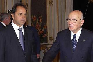 Il Presidente Giorgio Napolitano con l'On. Daniel Osvald Scioli, Vice Presidente della Repubblica Argentina e Presidente del Senato