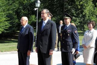 Il Presidente Giorgio Napolitano durante la cerimonia di benvenuto al Castello di Brdo, in occasione della visita di Stato nella Repubblica di Slovenia