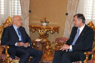 Il Presidente della Repubblica Giorgio Napolitano e il Presidente della Repubblica di Slovenia Danilo Turk durante i colloqui