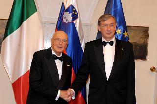 Il Presidente Giorgio Napolitano e il Presidente della Repubblica di Slovenia Danilo Turk poco prima del Pranzo di Stato