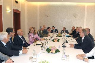 Il Presidente Giorgio Napolitano nel corso dell'incontro con i rappresentanti della minoranza italiana, in occasione della visita di Stato nella Repubblica di Slovenia