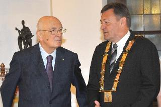 Il Presidente Giorgio Napolitano con il Sindaco di Lubiana Zoran Jankovic, in occasione della visita di Stato nella Repubblica di Slovenia