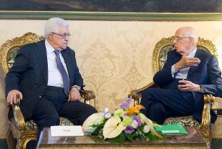 Il Presidente Giorgio Napolitano con il Presidente dell'Autorità Nazionale Palestinese Mahmud Abbas