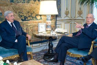 Il Presidente Giorgio Napolitano nel corso dei colloqui con Salvatore Nottola, nuovo Procuratore Generale della Corte dei conti
