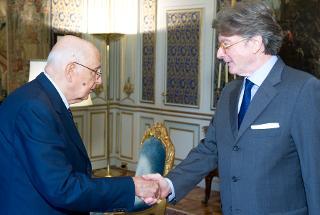Il Presidente Giorgio Napolitano con Michael Hans Franz Gerdts, Ambasciatore della Repubblica Federale di Germania, in visita di congedo