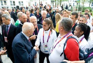 Il Presidente Napolitano incontra gli atleti azzurri al Villaggio Olimpico di Londra