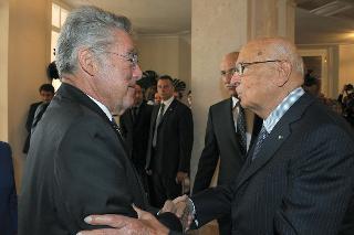 Il Presidente Giorgio Napolitano con il Presidente della Repubblica d'Austria, Heinz Fischer