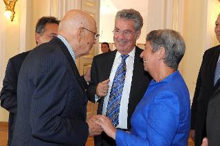 Il Presidente della Repubblica Giorgio Napolitano con il Presidente della Repubblica d'Austria, Heinz Fischer e consorte