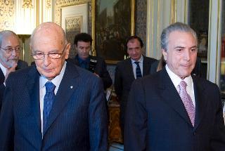 Il Presidente Giorgio Napolitano con Michel Temer, Vice Presidente della Repubblica Federativa del Brasile