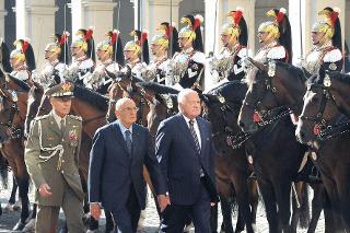 Il Presidente Giorgio Napolitano con il Presidente della Repubblica Ceca Sig. Václav Klaus, durante la cerimonia di benvenuto