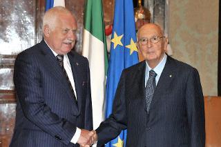 Il Presidente Giorgio Napolitano con il Presidente della Repubblica Ceca Sig. Václav Klaus in visita di Stato in Italia