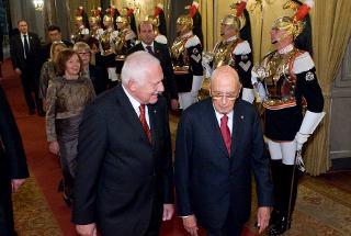 Il Presidente Giorgio Napolitano e il Presidente della Repubblica Ceca Vaclav Klaus in occasione del pranzo di Stato