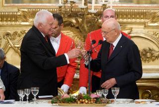 Il Presidente Giorgio Napolitano e il Presidente della Repubblica Ceca Vaclav Klaus in occasione del pranzo di Stato