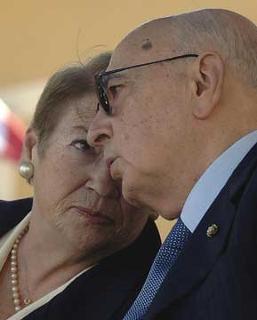 Il Presidente Giorgio Napolitano con la moglie Clio, al Convegno per il XX Anniversario della scomparsa di Altiero Spinelli