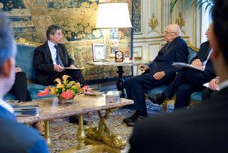 Il Presidente Giorgio Napolitano nel corso dei colloqui con Vasco Errani, Presidente della Conferenza delle Regioni e delle Province autonome