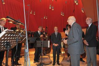 Il Presidente della Repubblica Giorgio Napolitano durante il suo intervento al termine del Concerto diretto dal Maestro Claudio Abbado all'Auditorium del Parco
