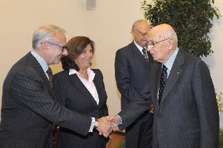 Il Presidente Napolitano con il Vice Presidente del CSM, Michele Vietti e il Ministro della Giustizia Paola Severino alla Scuola Superiore della Magistratura