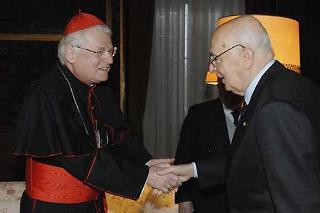 Il Presidente Giorgio Napolitano con il Patriarca Arcivescovo di Venezia S.Em. Rev.ma il Cardinale Angelo Scola