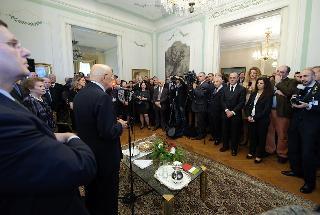 Il Presidente Giorgio Napolitano durante l'incontro con la collettività italiana