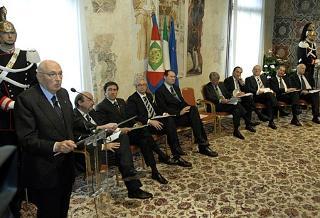 Il Presidente Giorgio Napolitano, durante il suo intervento al convegno degli industriali del Nord-Est.