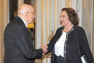 Il Presidente Giorgio Napolitano con Barbara di Valmarana, Presidente della Fondazione &quot;Amici della Fenice&quot;