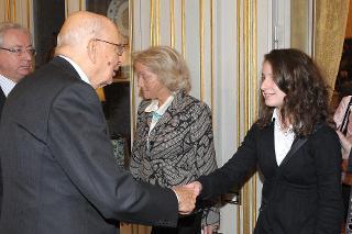 Il Presidente Giorgio Napolitano con Martina Consonni, vincitrice del Premio Venezia 2012