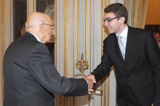 Il Presidente Giorgio Napolitano con Antonio Fiumara vincitore del Premio Venezia 2012