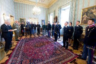 Il Presidente Giorgio Napolitano nel corso dell'incontro con gli Allievi delle Accademie Militari