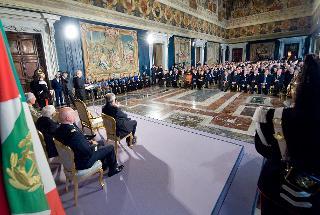 Il Presidente Giorgio Napolitano rivolge il suo indirizzo di saluto in occasione della cerimonia di consegna delle insegne dell'Ordine Militare d'Italia conferite nell'anno 2012