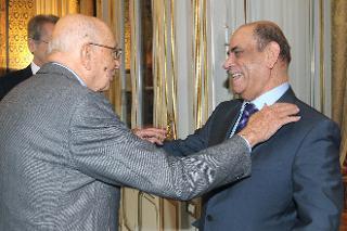 Il Presidente Giorgio Napolitano accoglie Nemer Hammad, consigliere del Presidente dell'Autorità Nazionale Palestinese