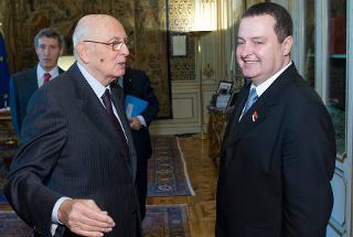 Il Presidente Giorgio Napolitano con il Primo Ministro e Ministro dell'Interno della Repubblica di Serbia Ivica Dacic