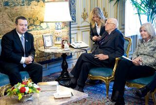 Il Presidente Giorgio Napolitano, con il Sottosegretario di Stato agli Affari Esteri, Marta Dassù, nel corso dei colloqui con il Primo Ministro e Ministro dell'Interno della Repubblica di Serbia Ivica Dacic