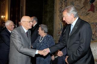 Il Presidente Giorgio Napolitano con Luca De Fusco, Direttore Artistico del Napoli Teatro Festival Italia in occasione della Giornata dello Spettacolo