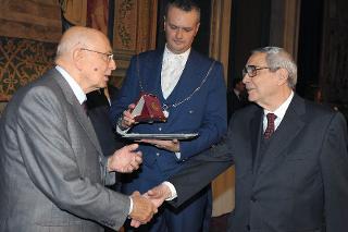 Il Presidente Giorgio Napolitano con Peppino Rotunno in occasione della Giornata dello Spettacolo