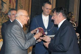Il Presidente Giorgio Napolitano con Claudio Magris in occasione della Giornata dello Spettacolo