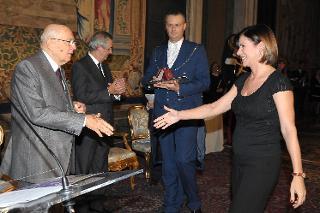 Il Presidente Giorgio Napolitano con Bianca Berlinguer in occasione della Giornata dello Spettacolo