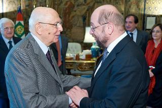 Il Presidente Giorgio Napolitano accoglie Martin Schulz, Presidente del Parlamento Europeo