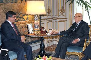 Il Presidente Giorgio Napolitano con Ahmet Davutoglu, Ministro degli Affari Esteri della Repubblica di Turchia