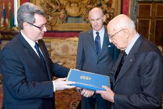 Il Presidente Giorgio Napolitano con Damir Grubisa, nuovo Ambasciatore della Repubblica di Croazia