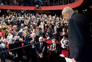 Il Presidente Giorgio Napolitano applaudito al termine del suo intervento in occasione degli Stati Generali della Cultura