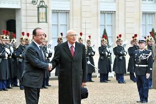 Il Presidente della Repubblica Giorgio Napolitano con il Presidente della Repubblica Francese Francois Hollande