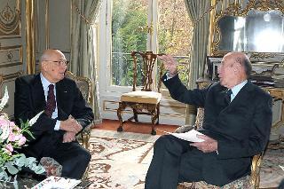 Il Presidente Giorgio Napolitano con il Presidente Emerito della Repubblica Francese Valéry Giscard d'Estaing