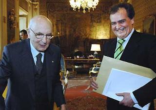 Il Presidente Giorgio Napolitano con Roberto Calderoli, Vice Presidente del Senato.